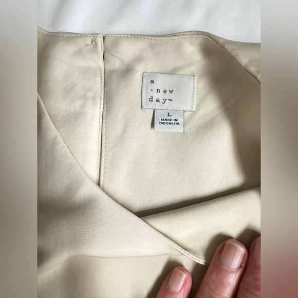 A NEW DAY Khaki halter neck sleeveless satin midi dress size L - Picture 10 of 13